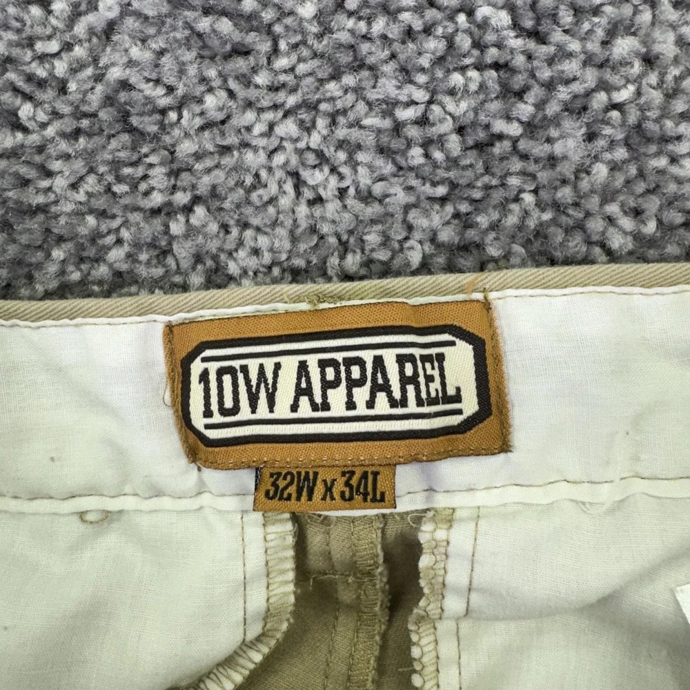 10W Apparel Khakis Pants Mens 32x34 Beige Canvas Straight Workwear Casual